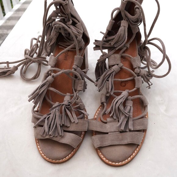 Jeffrey Campbell Linares Suede Lace Up Tassel Sandal‎ Heels 9 - Picture 2 of 10